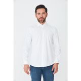 Beyaz Lacivert Çizgili Slim Fit Erkek Gömlek