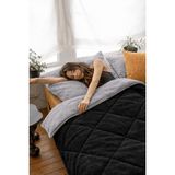 beyaz lale Beyazlale Pamuklu Lüks Çift Taraflı Tek Kişilik Welsoft Yorgan 155X215CM - 155 x 215 cm - Siyah - Gri