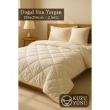 beyaz lale Beyazlale Tek Kişilik Kuzu Yünü %100 Doğal Yorgan | Özel Çantalı Organik Merinos Yün Yorgan - 155 x 215 cm