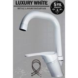 Beyaz Lavabo Bataryası Banyo El Yıkama Musluğu Çift Girişli Lüks Lavabo Musluğu Musluk Armatür Wc