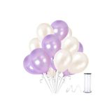 Beyaz - Lila Metalik Balon 50 Adet+ 5 mt balon zinciri