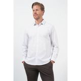 Beyaz-Lila Sert Yaka Uzun Kol Cepsiz Slim Fit Pamuklu Gömlek 1004260210
