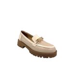 Beyaz London Termo Kaymaz Taban Zincir Toka Detaylı Kadın Loafer Ayakkabı, Suni Deri, Tren Rengi, 39 Beden