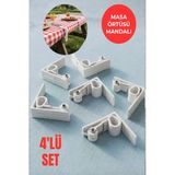 Beyaz Masa Örtüsü Mandalı 4’lü Set – Kaymaz, Rüzgara Dayanıklı, Piknik & Balkon Masa Sabitleyici