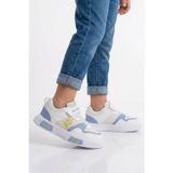 Beyaz Mavi Cırtlı Fileli Hafif Unisex Çocuk Spor Ayakkabı 026 F