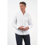 Beyaz-Mavi Yumuşak Yaka Uzun Kol Slim Fit Pamuklu Gömlek 1004260259