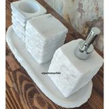Beyaz Mermer 4'lü Modern Banyo Seti