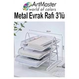 Beyaz Metal Evrak Rafı 3 Lü 1 Paket Masaüstü A4 Dosya 3 Katlı Düzenleyici Kağıt Tepsisi Metal Fileli Hareketli