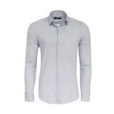 Beyaz Mini Kare Desenli Slim Fit Gömlek