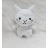 Beyaz Miniş Pisi Uyku Arkadaşı Amigurumi Organik Oyuncak