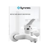Beyaz Mix Banyo Armatür Duş Bataryası Aç Kapa Çift Girişli Garantili Musluk Beyaz
