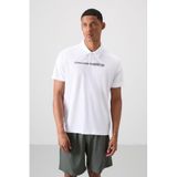Beyaz Nefes Alan Dokulu İnce Esnek Standart Fit Polo Yaka Erkek Performans T-Shirt - 88393