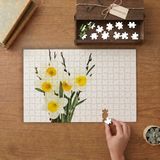 Beyaz Nergis Çiçekleri Tasarımı 240 Parça Ahşap Puzzle Ahşap Kutuda MP00474