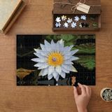 Beyaz Nilüfer Çiçeği Tasarımı 240 Parça Ahşap Puzzle Ahşap Kutuda MP06335