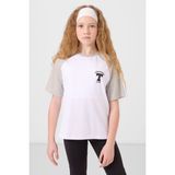Beyaz O Yaka Pamuklu Baskılı Oversize Fit Kız Çocuk T-Shirt - 75179 - 14 - 15 Yaş