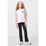 Beyaz O Yaka Pamuklu Baskılı Oversize Fit Kız Çocuk T-Shirt - 75179 - 7 - 8 Yaş