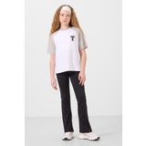 Beyaz O Yaka Pamuklu Baskılı Oversize Fit Kız Çocuk T-Shirt - 75179