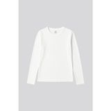 Beyaz O Yaka Standart Fit Uzun Kollu Basic Kadın T-Shirt - 97312