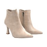 Beyaz (Oc Shoes) Pena Sivri Burunlu Kadın Ince Topuklu Kısa Bot Ten
