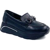Beyaz (Oc Shoes) Poli Hafif Taban Toka Detaylı Günlük Kadın Ayakkabı Siyah