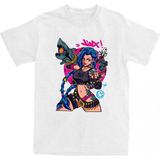 Beyaz Oyun Jinx Arcane Leri Yaz O-Boyun Grafik Baskı Elbise Hip Hop Stre - XL