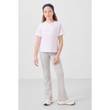Beyaz Pamuklu O Yaka Oversize Fit Basic Kız Çocuk T-Shirt - 75182 - 10 - 11 Yaş