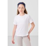 Beyaz Pamuklu O Yaka Oversize Fit Basic Kız Çocuk T-Shirt - 75182 - 7 - 8 Yaş