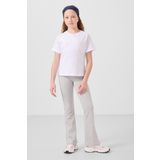 Beyaz Pamuklu O Yaka Oversize Fit Basic Kız Çocuk T-Shirt - 75182