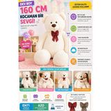 Beyaz Papyonlu Dev Pelüş Ayıcık,yumuşak ve Sevimli Büyük Boy Oyuncak Ayı,sarılmalık,sevgiliye Hediyebüyük Boy Ayı (160CMBEYAZ) - Çok Renkli