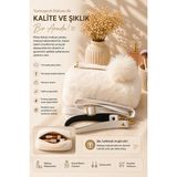 Beyaz Peluş Omuz ve El Çantası