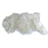 Beyaz Peluş Post Halı 87X57 Cm - Lüks Suni Kürk Dekoratif Örtü Kaymaz Taban