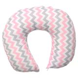 Beyaz Pembe Gri Zigzag Desenli Bebek Emzirme Minderi