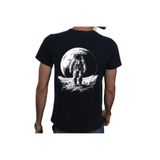 Beyaz Penguen Astronaut T-shirt%100 Pamuklu Siyah Penye Basic Erkek Tişört