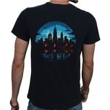 Beyaz Penguen City T-Shirt %100 Pamuklu Siyah Penye Basic Erkek Tişört - XL