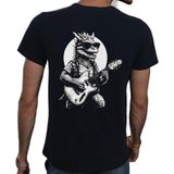 Beyaz Penguen Guitar Siyah Penye Basic Erkek T-shirt