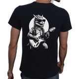 Beyaz Penguen Guitar T-Shirt Pamuklu Siyah Penye Basic Erkek Tişört - 2XL