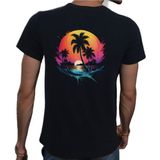 Beyaz Penguen Hawaii T-Shirt Pamuklu Siyah Penye Basic Erkek Tişört - 2XL