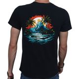 Beyaz Penguen Island T-Shirt Pamuklu Siyah Penye Basic Erkek Tişört - 2XL
