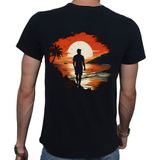 Beyaz Penguen Man On Island T-Shirt %100 Pamuklu Siyah Penye Basic Erkek Tişört