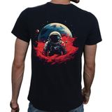 Beyaz Penguen Man On The Moon Siyah Penye Basic Erkek Tişört