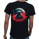 Beyaz Penguen Man On The Moon T-Shirt %100 Pamuklu Siyah Penye Basic Erkek Tişört - XL