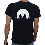 Beyaz Penguen Man On The Moon T-Shirt Pamuklu Siyah Penye Basic Erkek Tişört - 2XL