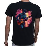 Beyaz Penguen Neon Guitar T-Shirt %100 Pamuklu Siyah Penye Basic Erkek Tişört - XL