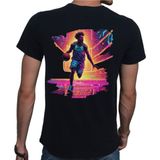 Beyaz Penguen Neon Spor T-Shirt %100 Pamuklu Siyah Penye Basic Erkek Tişört