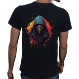 Beyaz Penguen Ninja T-Shirt %100 Pamuklu Siyah Penye Basic Erkek Tişört