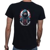 Beyaz Penguen Ninja T-Shirt Pamuklu Siyah Penye Basic Erkek Tişört - 2XL
