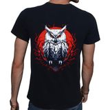 Beyaz Penguen Owl Siyah Penye Basic Erkek T-shirt