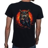 Beyaz Penguen Owl T-Shirt Pamuklu Siyah Penye Basic Erkek Tişört - 2XL