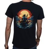 Beyaz Penguen Sailor T-Shirt %100 Pamuklu Siyah Penye Basic Erkek Tişört - XL