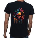 Beyaz Penguen Skull T-Shirt Pamuklu Siyah Penye Basic Erkek Tişört - 2XL
